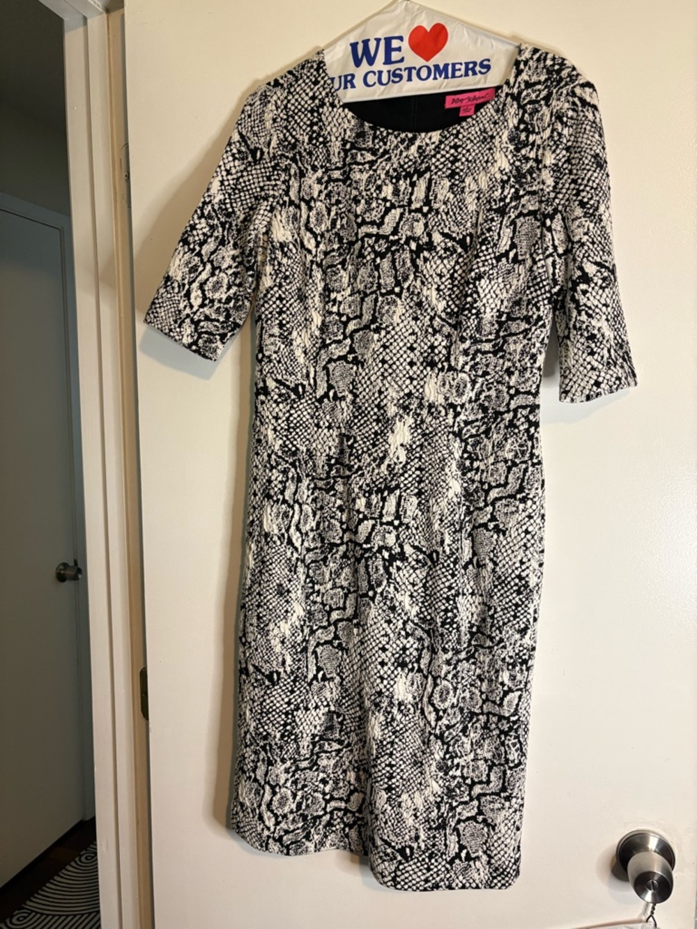 Betsey Johnson Black & White Snake-Print Midi Dress